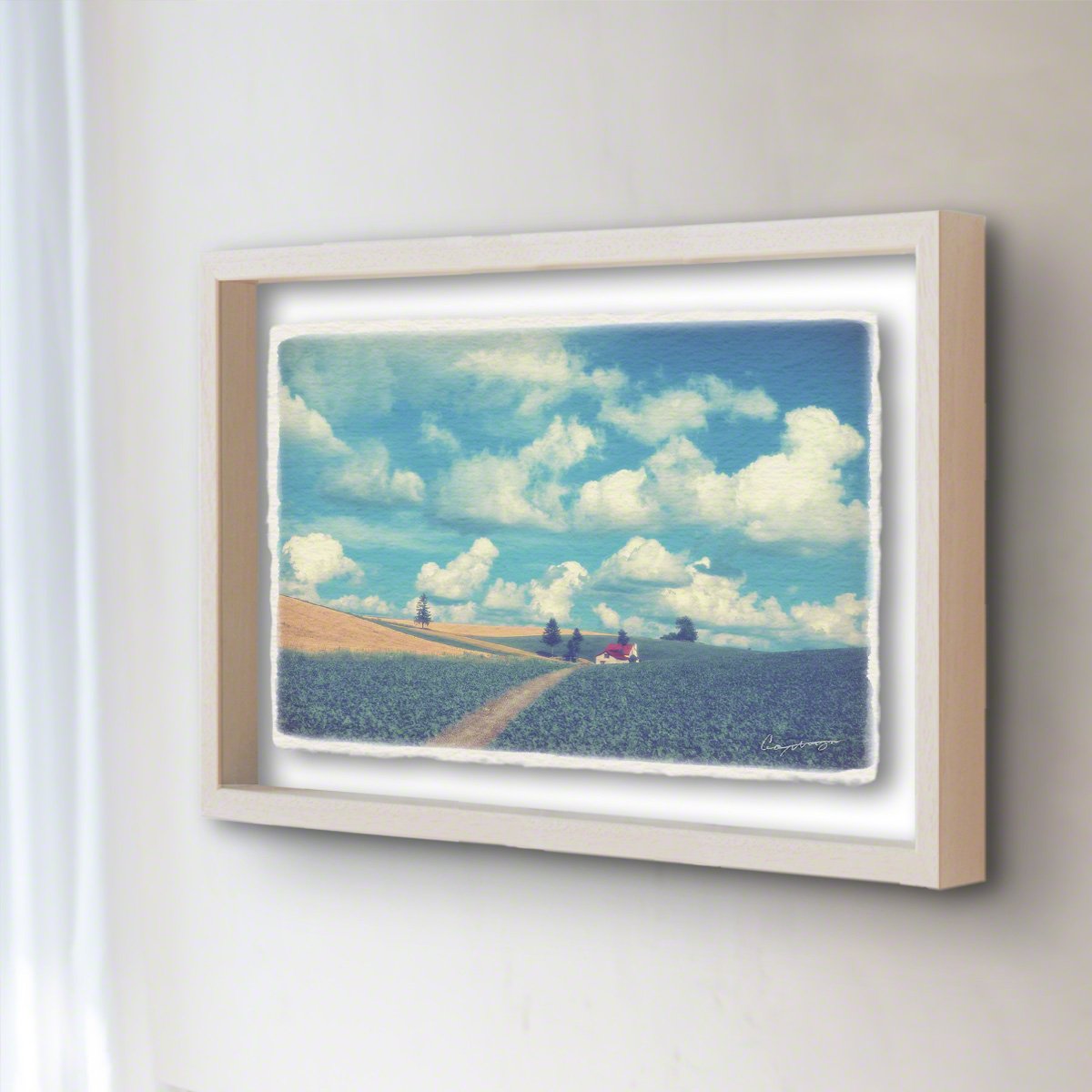 額縁 夏の雲とジャガイモ畑と赤い家へと続く道 絵画 アート 壁掛け B07f58hcny 円 壁飾り 円 夏の雲とジャガイモ畑と赤い家へと続く道 24 アートフレーム 長辺52cm 52x42cm 絵 アートフレーム 夏の雲とジャガイモ畑と赤い家へと続く道 インテリア 和紙