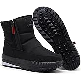 DADAWEN Mens Waterproof Winter Snow Boots Warm Fur Lined Ankle Boots Zipper Closure Slip on Outdoor Anti-slip Cold Weather Shoes