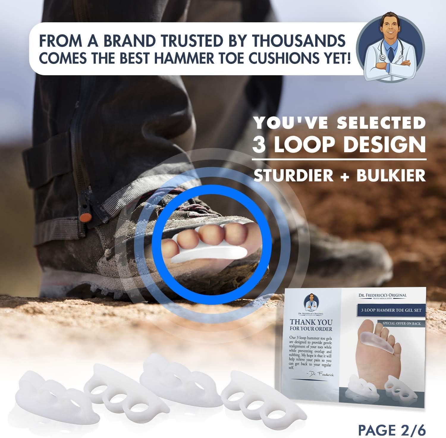 Dr. Frederick's Original 4 Piece Hammer Toe Treatment Set - Soft Gel Splints to Prevent Overlap: Health & Personal Care