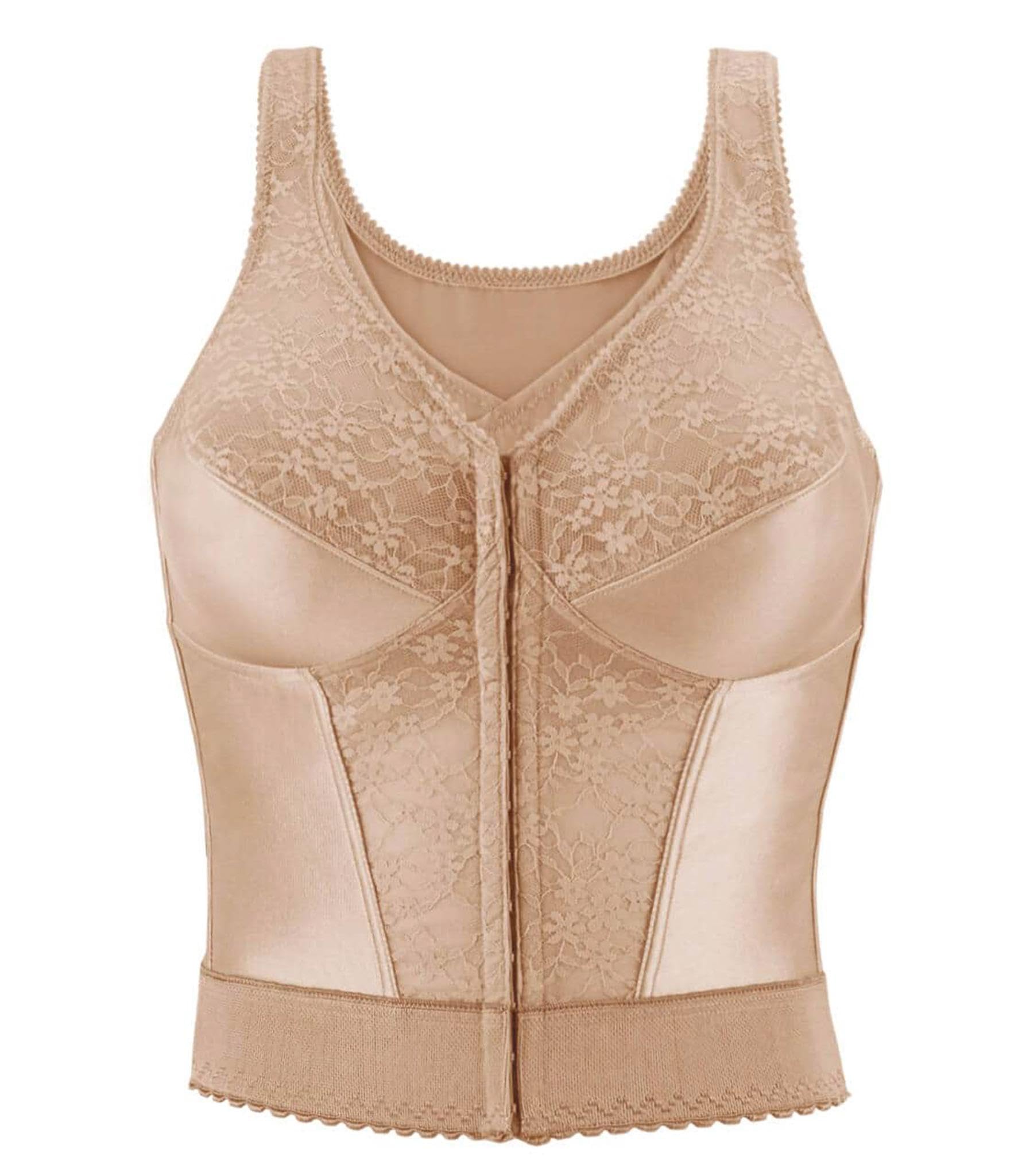 Exquisite Form 5107565 Fully Slimming Wireless Back & Posture Support Longline Bra with Front Closure & Lace