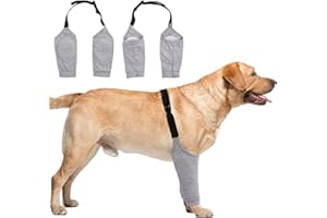 IDOMIK Dog Recovery Suit for Front Legs, Dog Leg Sleeves After Surgery with Elastic Band, Soft Protective Elbow Braces for Medium Large Dogs, Cone Collar Alternative to Stop Licking Leg Wounds,Grey,XL