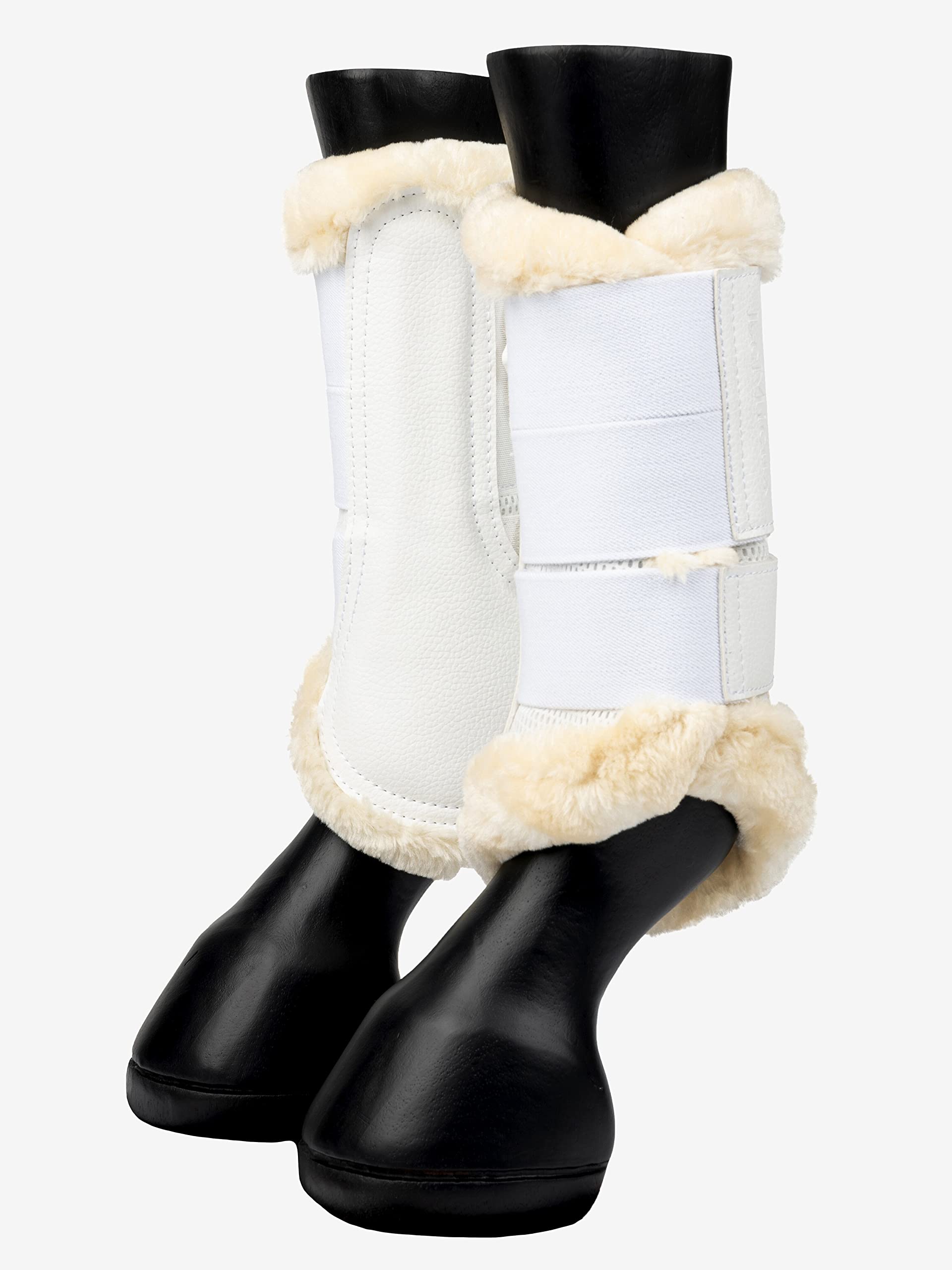LeMieux Fleece Edge Mesh Brushing Horse Boots - Protective Gear and Training Equipment - Equine Boots, Wraps & Accessories (White/Medium)
