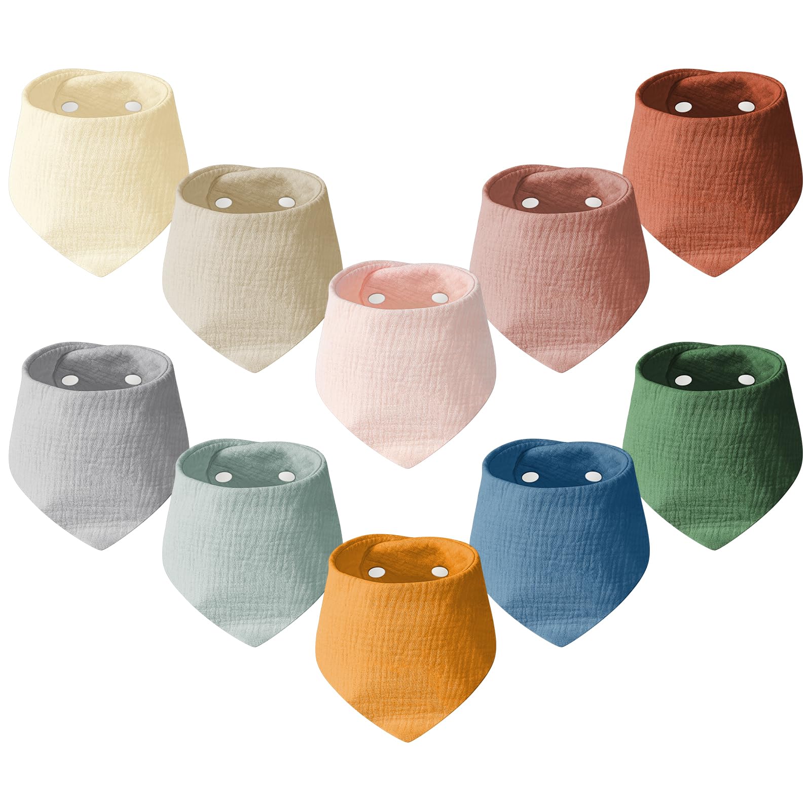 HOTUT Baby Bandana Dribble Bibs,10pcs Dribble Bandana Bibs 100% Cotton Drool Bibs,Soft Cotton Toddler Drool Bibs with Adjustable Snaps,Super Absorbent Baby Bandana Bibs for Infant Newborn Gifts Unisex