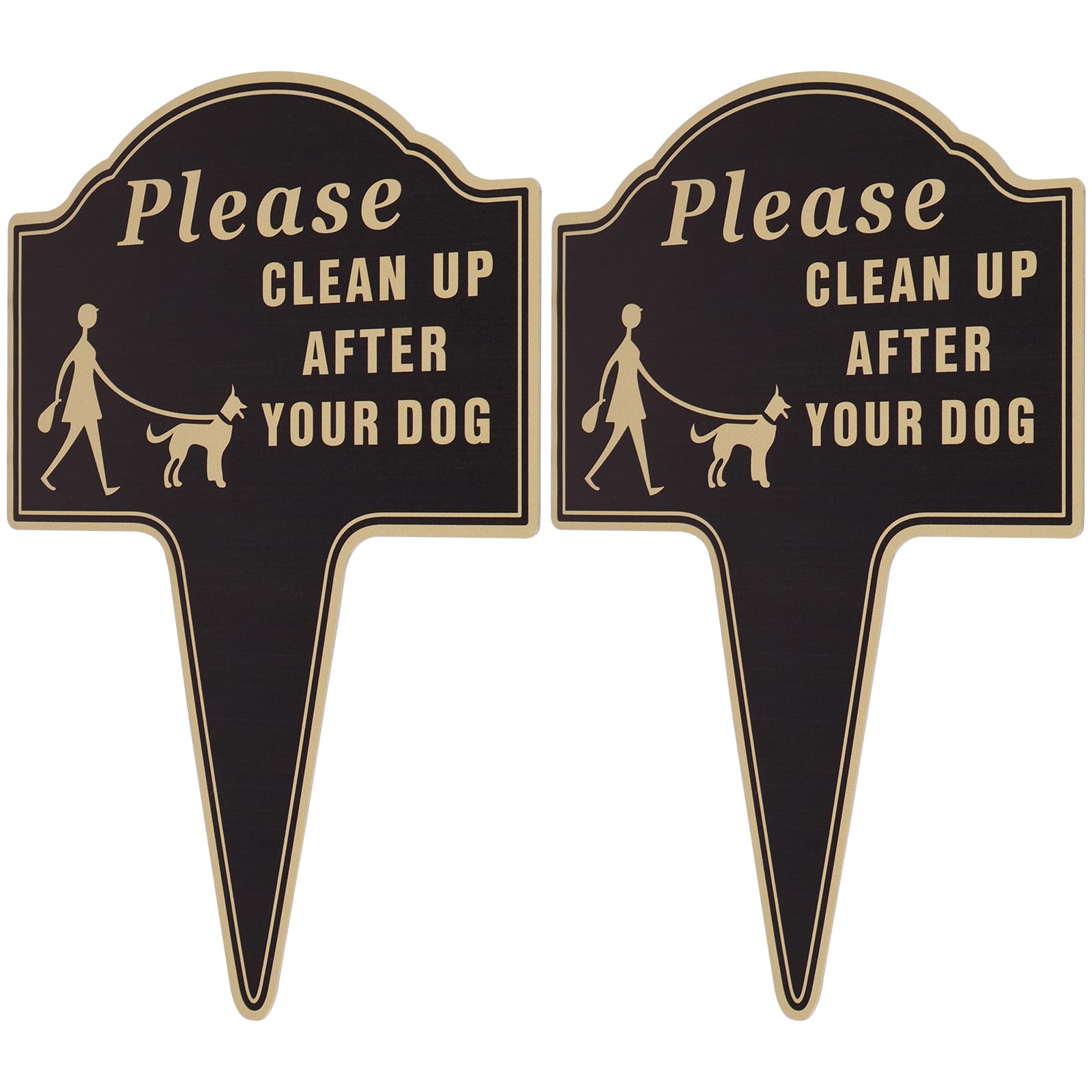 Foribyw 2Pcs Clean Up After Your Dog Yard Sign Double Sided No Pooping Dog Signs with Stake Aluminum Rust-Proof Waterproof No Peeing Sign for Outdoor Lawn Grass