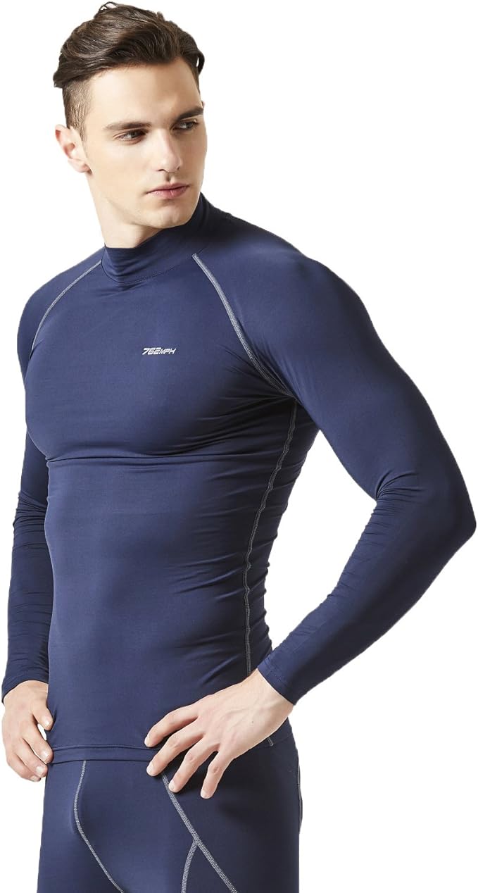 Amazon 762mph 防寒 保温シャツ 裏起毛 コンプレッションウェア 冬用スポーツインナー 加圧シャツ ベースレイヤー パワーストレッチ メンズ トレーニング トップス モックネック 長袖 コンプレッショントップス 通販