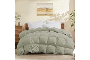 Joysoul Queen Size Down Comforter - All Season Ultra Soft Goose Down & Feather Fiber Fill, Luxury Hotel Sage Green Duvet Insert with Corner Tabs (88" X 88")
