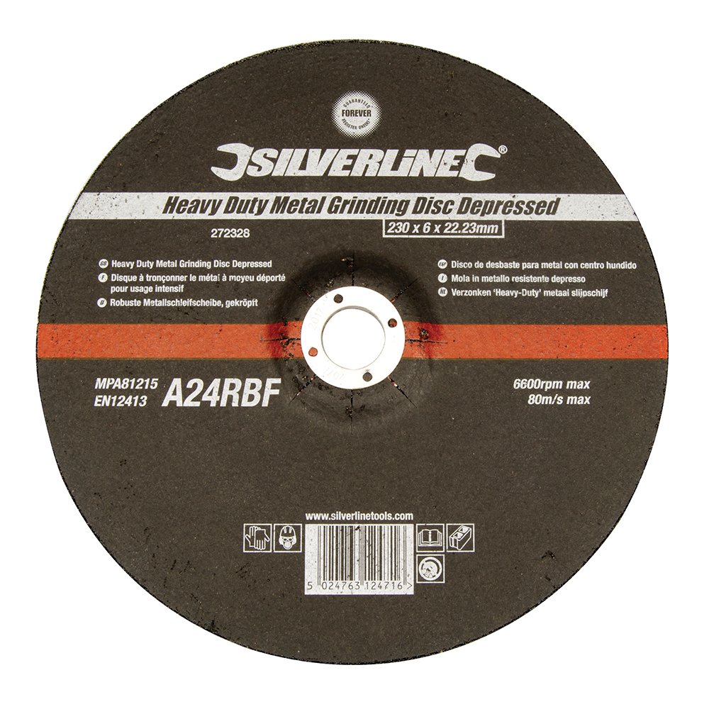 Silverline 272328 Heavy Duty Metal Grinding Disc Depressed 230 x 6 x 22.23 mm