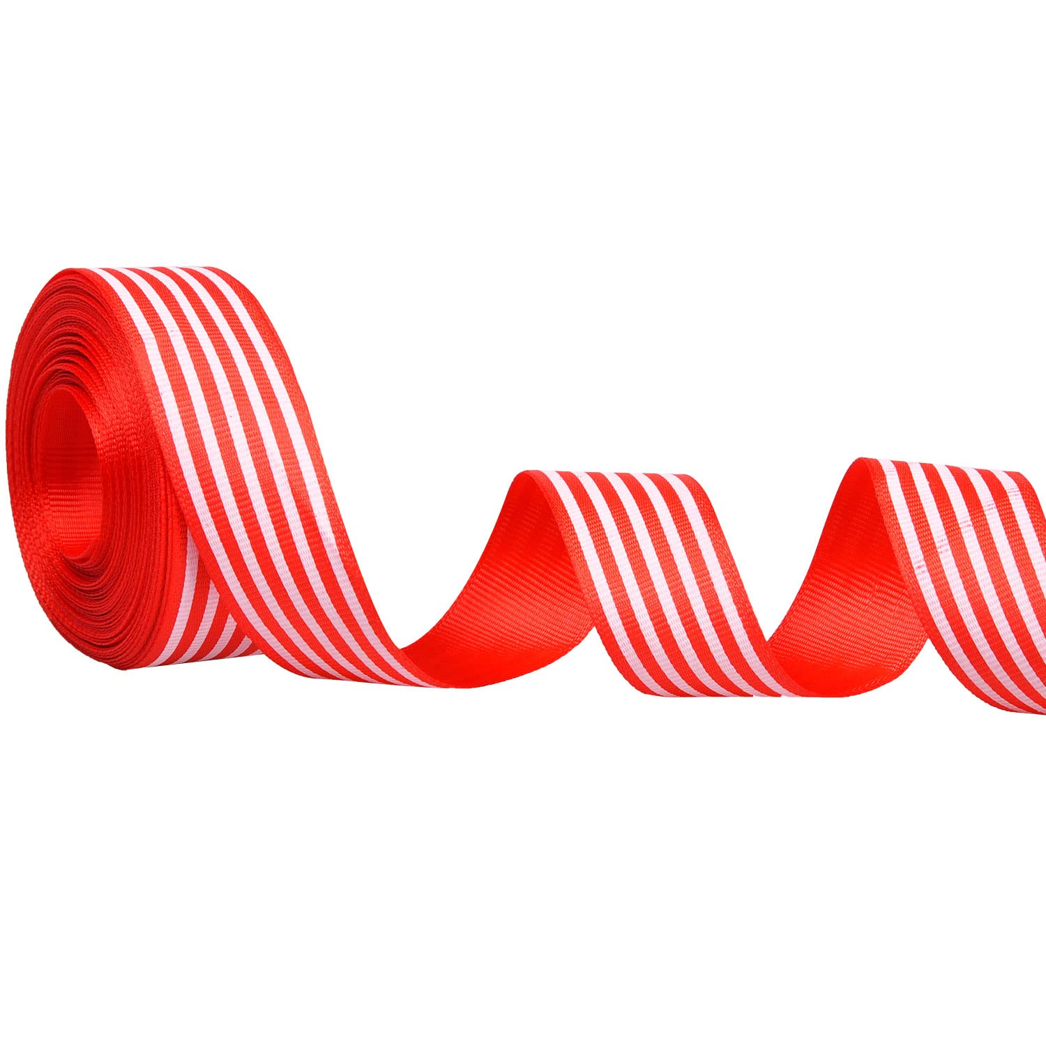 Jomnvo 10 Yards Red and White Striped Grosgrain Ribbon - 1 Inch Wide Christmas Candy Cane Craft Wrapping Fabric for Holiday Decorations