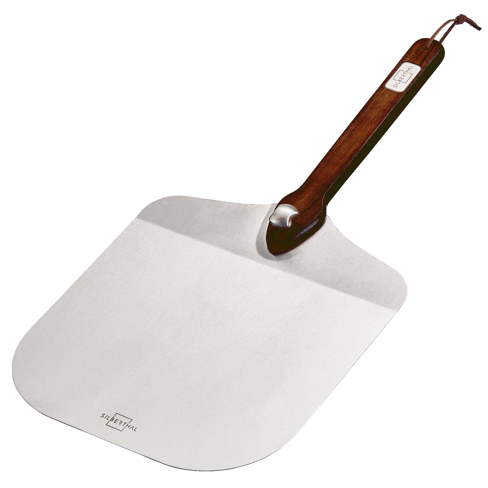 SILBERTHAL Pizza Scoop Stainless Steel with Wooden Handle - Pizza Server for Pizza Bread and Tarte Flambée - Professional and Amateur