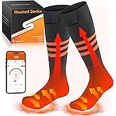 WELUK Heated Socks for Men Women with APP Control, Upgraded Rechargeable Electric Heated Socks Up to 10 Hours, Washable Winter Foot Warmer Socks for Outdoor Camping Skiing Hunting Hiking