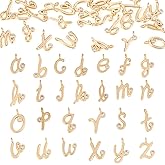 Beadthoven 26Pcs Golden Brass Full Letter Charms Micro Pave Cubic Zirconia A-Z Alphabet Pendants Small Initial Letter Metal Charms for DIY Earrings Bracelets Necklace Jewelry Making Supplies