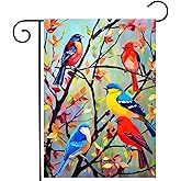 Tree Birds Flag Spring Summer Fall Garden Flag Seasonal Small Yard Flags for Outside 12x18 Double Sided Outdoor Front Door Backyard Decorations