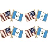 LUSEOAN USA and Guatemala Crossed Double Flag Lapel Pins Small Mini Guatemalan National Friendship Pin Badge, 4PCS