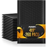 Fuxury 4x8 Bubble Mailer 260 Pack Black Padded Envelopes Usable Size 4x7" | Self-Seal Bubble Envelopes for Mailing Small Bubble Mailers Padded Mailers for Small Business, Shipping Cards, #000 Bulk
