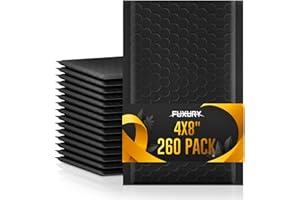 Fuxury 4x8 Bubble Mailer 260 Pack Black Padded Envelopes for Mailing, Small Bubble Mailers Usable Size 4x7" Padded Envelopes Self-SealPadded Mailers for Small Business Shipping Bulk#000