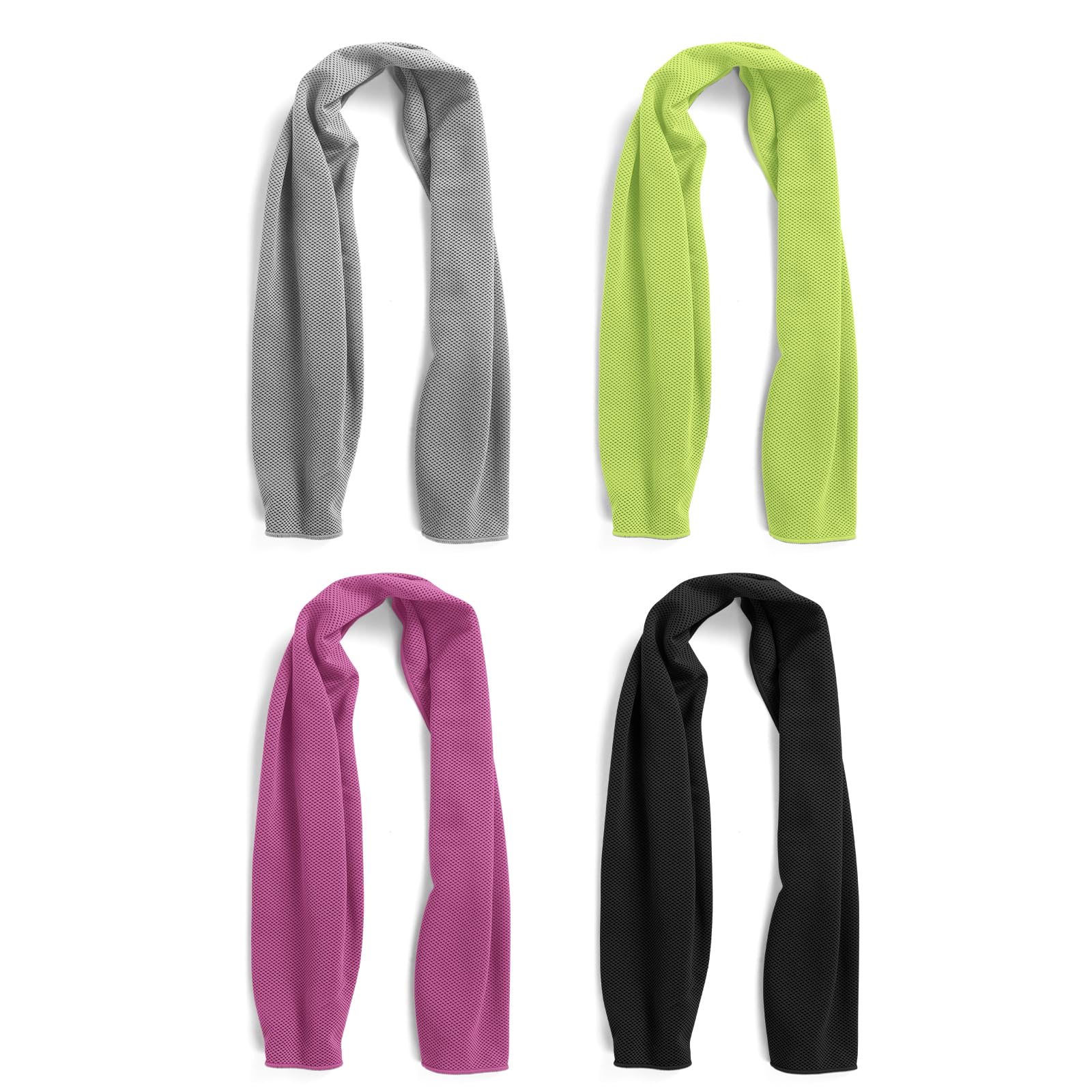 4 Pack Cooling Towels for Neck and Face, Hot Weather Neck Wrap Coolers for Gym Workout Camping Fitness Running Yoga Sports (Y-4PACK-03)