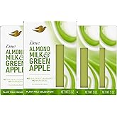 Dove Plant Milk Cleansing Bar Soap Almond Milk & Green Apple 4 count for Moisturized Skin Gentle Cleanser, No Sulfate Cleansers or Parabens, 98% Biodegradable Formula