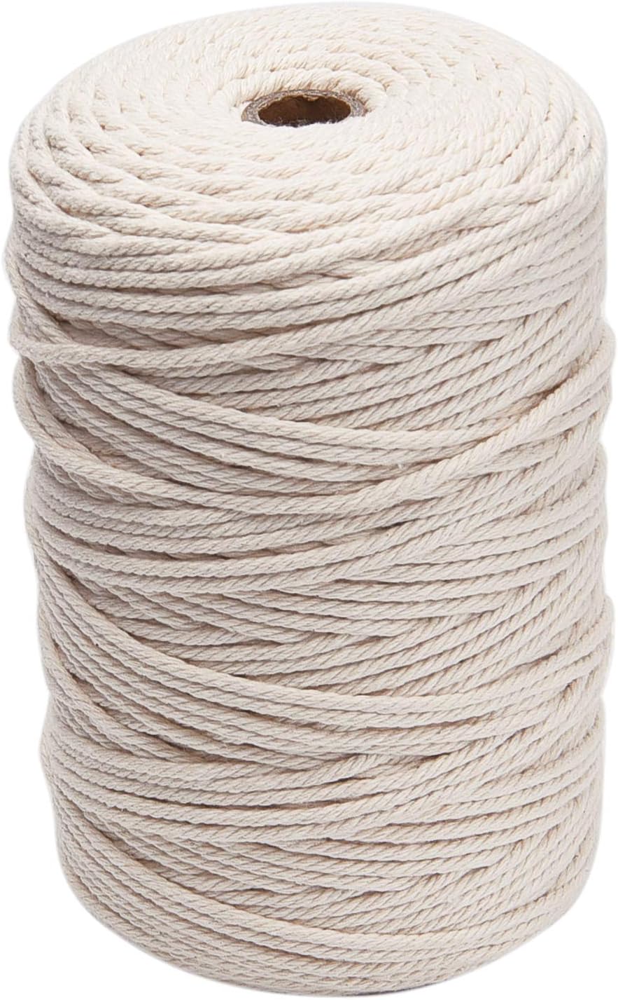 Livder Macrame Cord 3mm x 240 Yards String Cotton Rope for Wall Hangings, Plant Hangers, Crafts, Decorative Projects and Knits