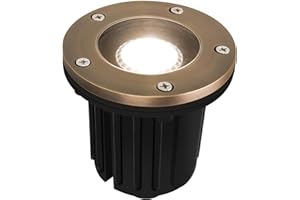GKOLED 12V LED Brass Well Lights, In Ground Light Outdoor with MR16 Bulb and Swival Base, Low Voltage Landscape Lighting, 5W 410LM 2700K, IP67 Waterproof Up Light for Garden Trees Bushes, Open Top