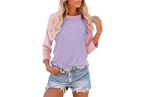 Full Length Sleeve Womens Baseball Jersey Tops Casual Color Matching Raglan Tshirt Three Quarter Sleeve Loose Tees