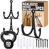 Duraaamo 3 Pack Nautical Anchor Wall Hooks Vintage Rustic Cast Iron Fish Wall Hook with Screws 5.12 x 4.13 x 1.18″ Decorative Solid Nautical Anchor Towel Hanger for Coats Bags Keys Hats