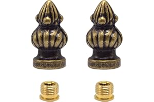 ECUDIS 1-3/8 Inches Lamp Finial Cap Knob Lamp Decoration for Lamp Shade (Antique Brass, Pack of 2)