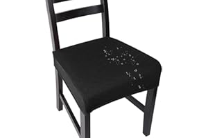 NORTHERN BROTHERS Dining Chair Seat Covers Set of 4, Seat Covers for Dining Room, Stretch Washable Chair Slipcover Protector, Black