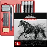 Brusarth 18 Pcs Charcoal Pencils Art Kit for Drawing, Sketching | Art Sketching Pencil Supplies for Drawing, Shading, Sketching, Blending, Artist Pencils for Beginners &amp; Artists