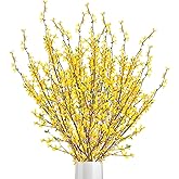 HFEHSKJ 4Pcs Artificial Forsythia Flowers, 39in Faux Forsythia Branches Silk Yellow Flower Stems, Fake Orchids Bouquets for Floral Arrangement Wedding Home Office Decoration