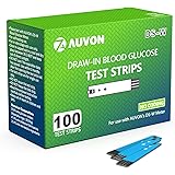 AUVON I-QARE DS-W Draw-in Blood Glucose Test Strips for use with AUVON DS-W Diabetes Sugar Testing Meter (No Coding Required,
