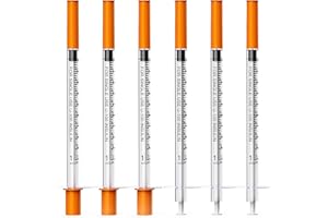 U-100 Insulin Syringes 1ml 31G 1/4 Inch (6mm) with Needle, Individually Wrapped, Pack of 100