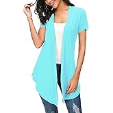 Urban CoCo Womens Open Front Short Sleeve Cardigans for Women Lightweight Summer Drape Cardigan Vest
