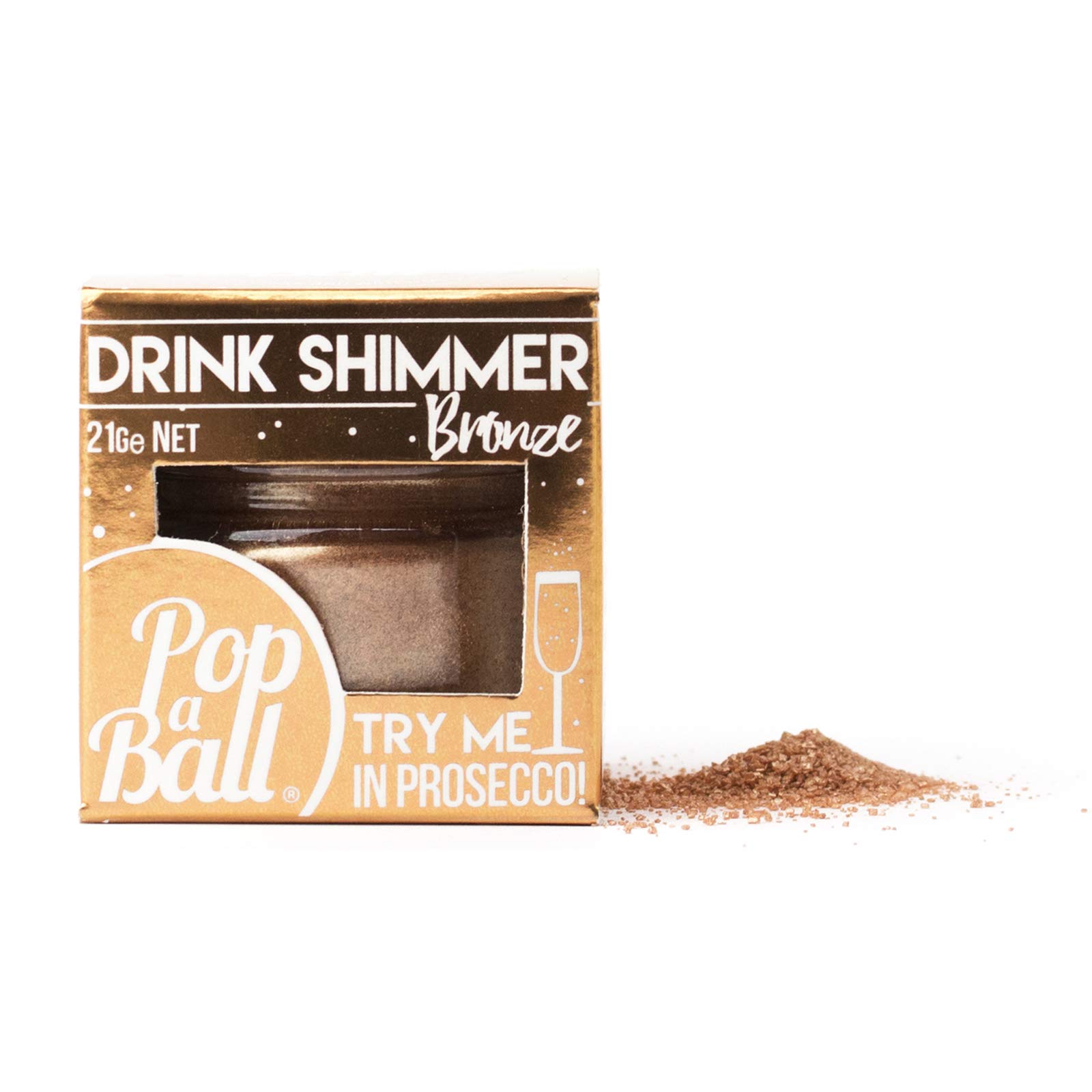 Popaball Drink Shimmer Bronze No Added Flavour | 1 x 21 Grams | Prosecco, Gin, Mocktail & Cocktail Making Gifts | Gift Set Ideas for Her, Hampers & Hen Parties