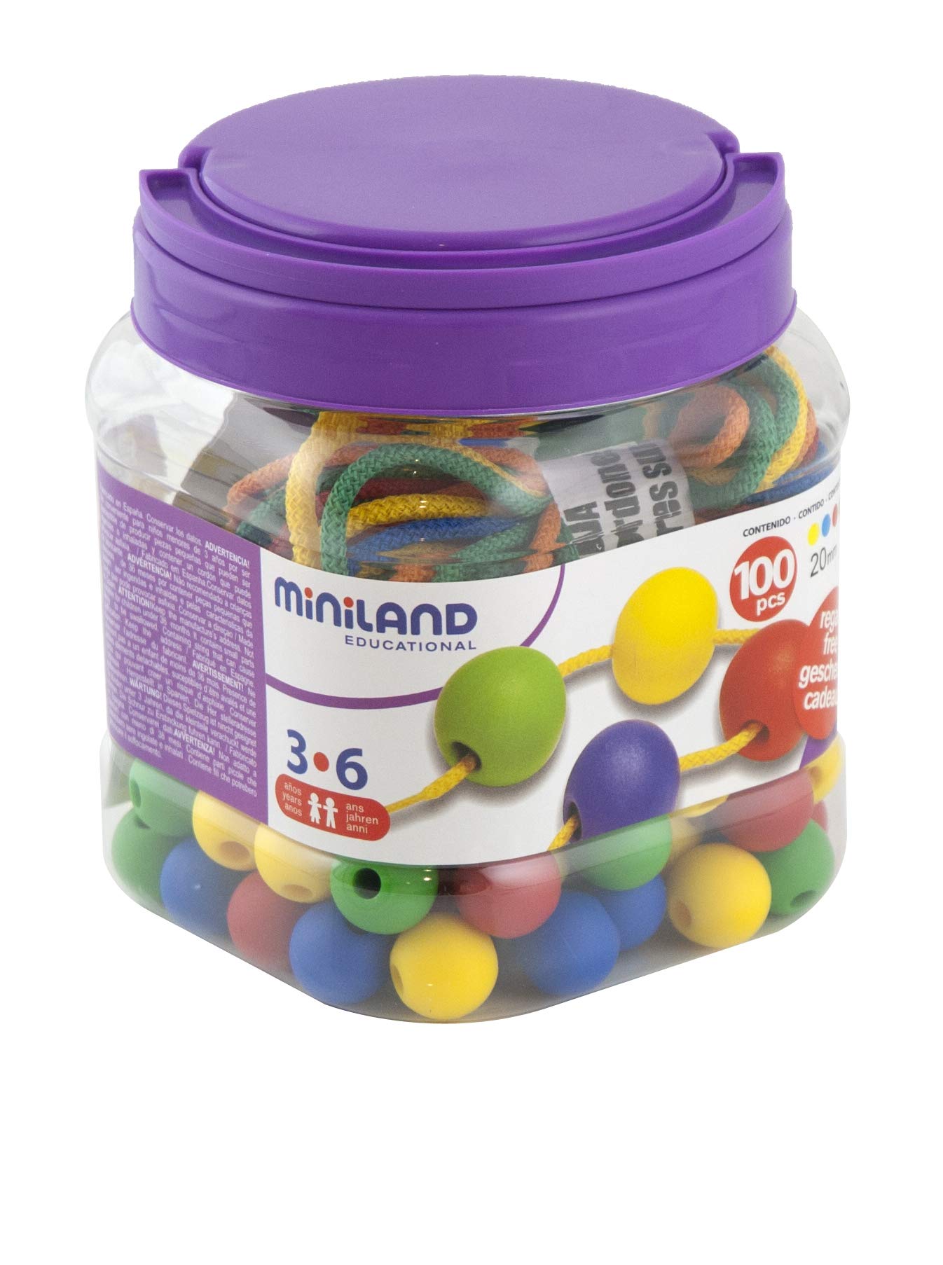 Miniland Educational 31730 20 mm Lacing Balls (Pack of 100)
