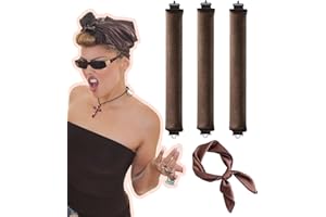 NOAFOCKS Heatless Curling Set No Heat Hair Curlers Overnight Curls Blowout Rods Soft Large Foam Velvet Hair Rollers to Sleep in for Long Hair Headband Heatless Curling Rod (3 Rods Set - Brown)