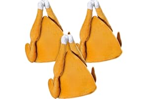 GBD 3 Pack Roasted Thanksgiving Turkey Hats for Mens Women, Turkey Costume Funny Hat for Holiday Party Favors Party Supplies