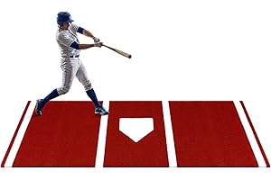Goplus Baseball Batting Mat, 10x3.8 ft Softball Hitting Mat with 15 mm Turf, Home Plate & Batters Box Lines, Anti-Slip Portab