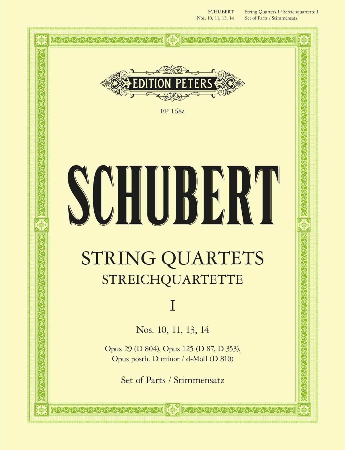 EDITION PETERS SCHUBERT FRANZ - STRING QUARTETS.VOL 1.2 - VIOLIN, VIOLA AND CELLO Classical sheets String ensemble