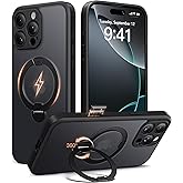 Dibrell Magnetic Unbreakable Stand for iPhone 16 Pro Max Case, [Anti-Slip] [Military-Grade Protection] [Compatible with MagSafe] Slim Translucent Matte Wireless Charging Phone Cover, Black