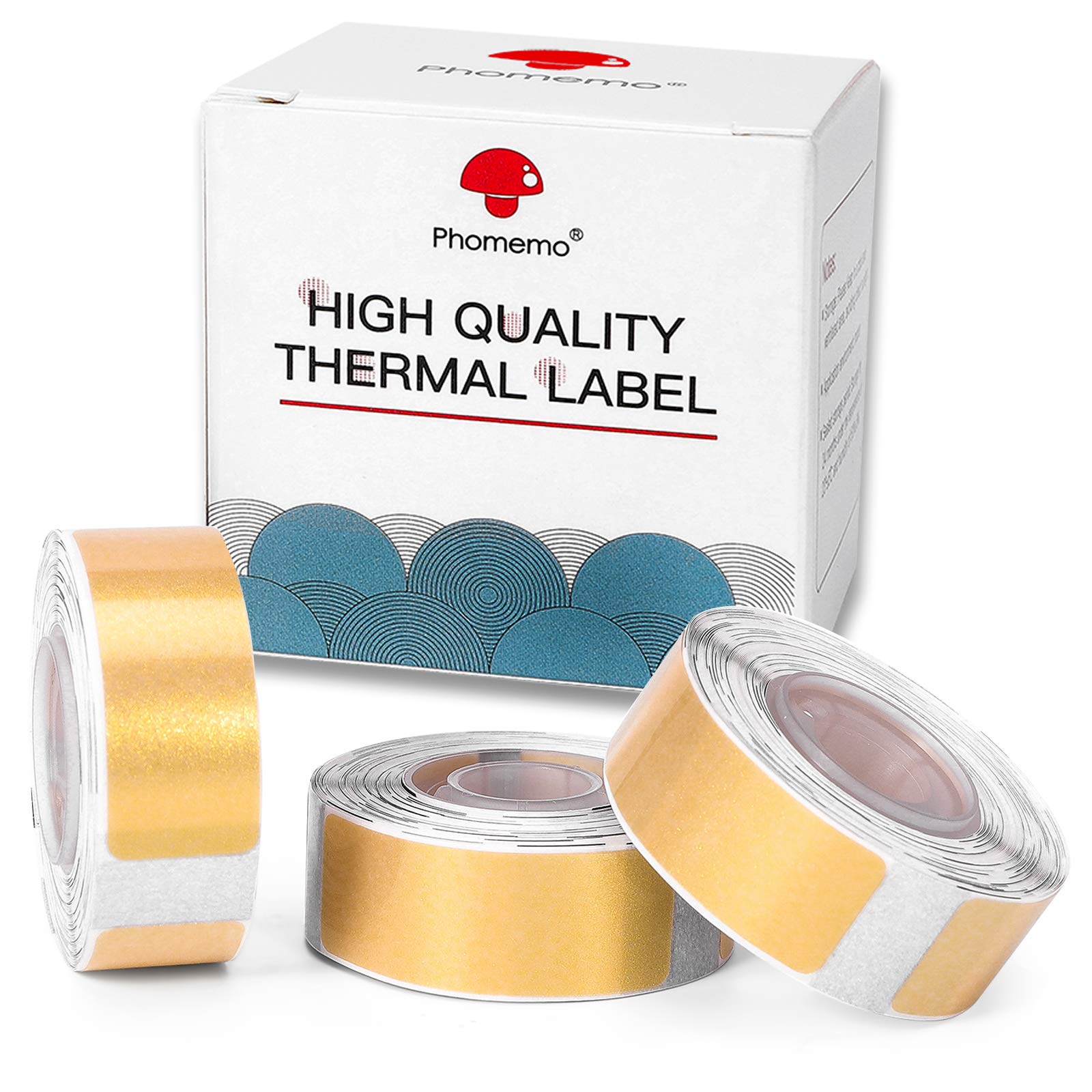D30 Thermal Paper -Compatible with Phomemo D30 Golden Glitter Sticker Paper, Self-Adhesive Label, Thermal Sticker Paper 14x40mm/0.55x1.57inch, 3 Rolls