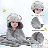 HiABsee Baby Towels with Hood Grey Elephant Ultra Soft 80x80cm view 5