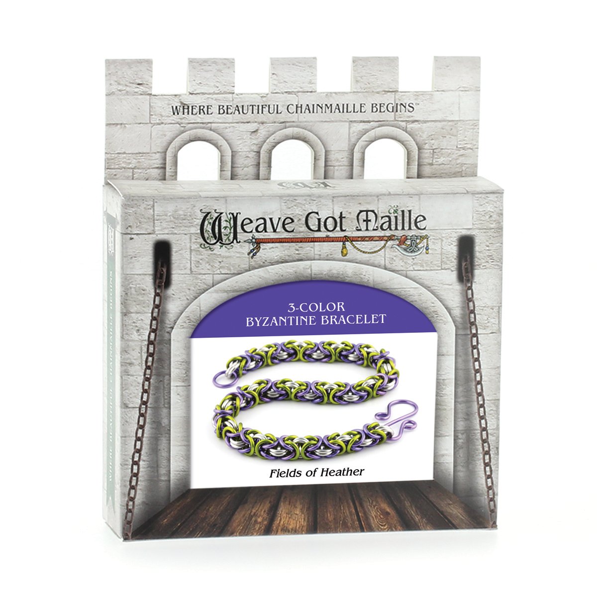 Weave Got Maille 3-Color Byzantine Chain Maille Bracelet Kit, Field of Heather