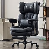 Efomao Big and Tall Office Chair with Footrest – High Back Computer Chair with Adjustable Armrests,Executive Office Chair with Wide Seat, Modern Desk Chair for Home Office, Gaming, or Study, Black