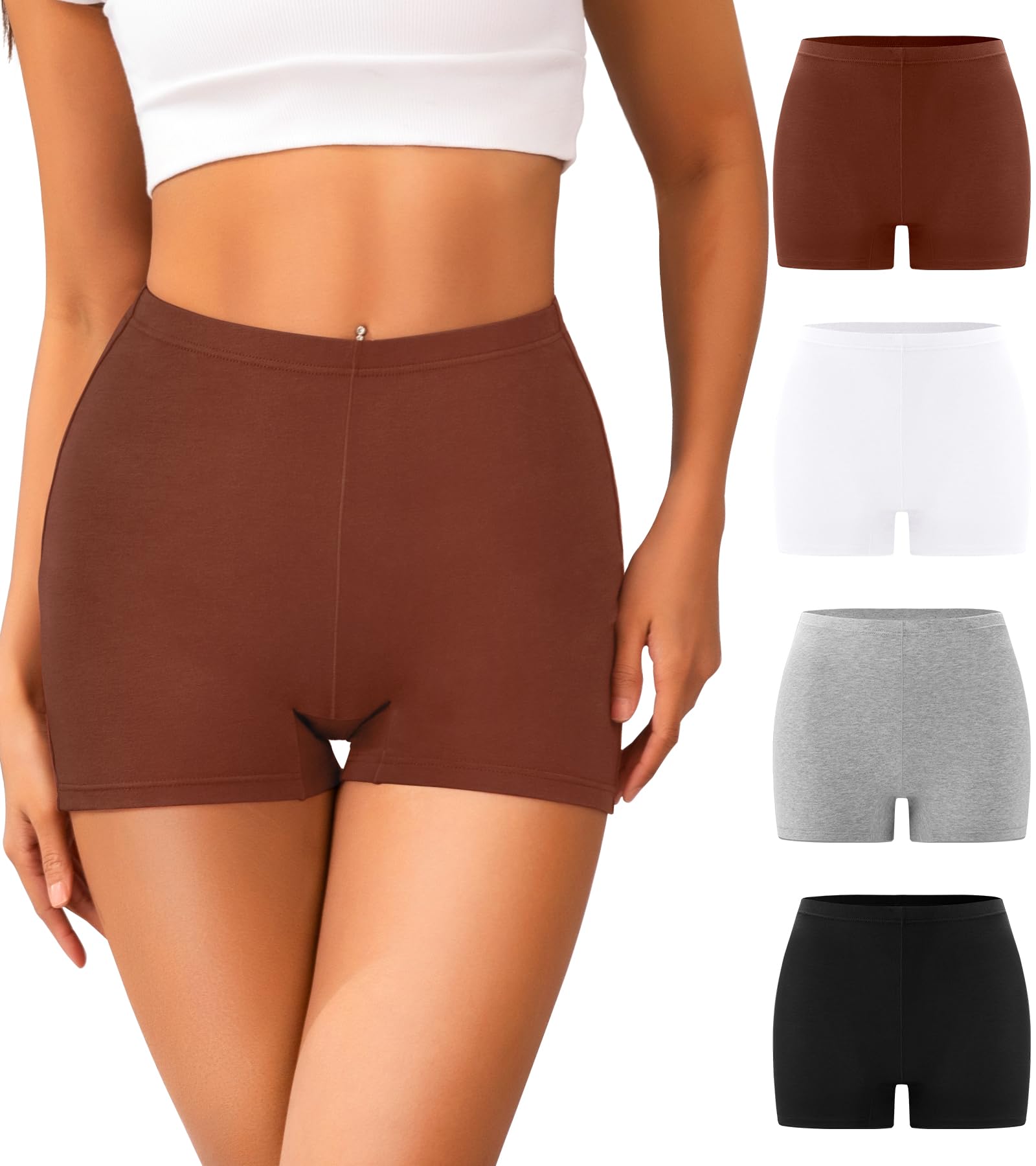 Photo 1 of J-pone Boy Shorts Underwear for Women High Waisted Cotton Boxer Shorts Anti Chafing Full Coverage Boyshort Briefs Womens Underwear Multipack, Size L