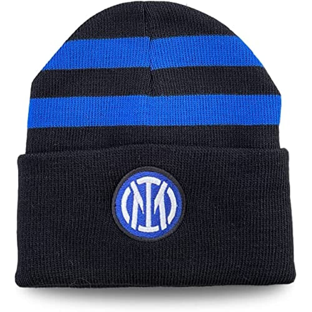 Inter Unisex With Flap New Logo, Different Colors Football Cap, Black Striped Black/Blue, One Size UK