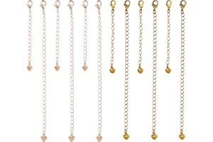12pcs Heart-Shaped Necklace Extenders, 6 Long & 6 Short Adjustable Chain Extension for Necklace Bracelet Anklet (2 Colors)