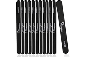 Maryton Nail File 100/180 Grit Emery Boards for Nails 12 PCS Professional Double Sides Washable Nail Files Kit for Acrylic Nails for DIY Salon Use (Black)