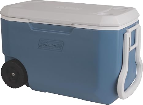Coleman 62-Quart Xtreme 5-Day Heavy-Duty Cooler with Wheels, Blue/White