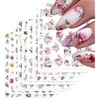Amazon.com: Flower Nail Art Stickers- 30 Sheets Colorful Floral ...