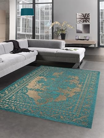 Carpetia Moderner Teppich Wohnzimmerteppich Kelim Orient Turkis